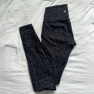 Lulu Lemon Wunder Train Black Cheetah print